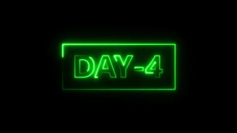 Neon Green Day 4 Countdown Digital Glow Text Animation Futuristic Holograph.. Stock Footage 338371725