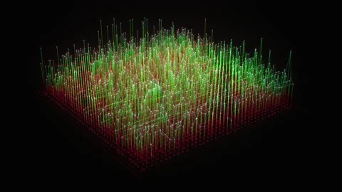 Neon green digital big data particles squared platform information technology Stock Footage 196107640