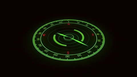 Neon green digital compass interface on dark background highlighting futuri.. Stock Footage 321450178