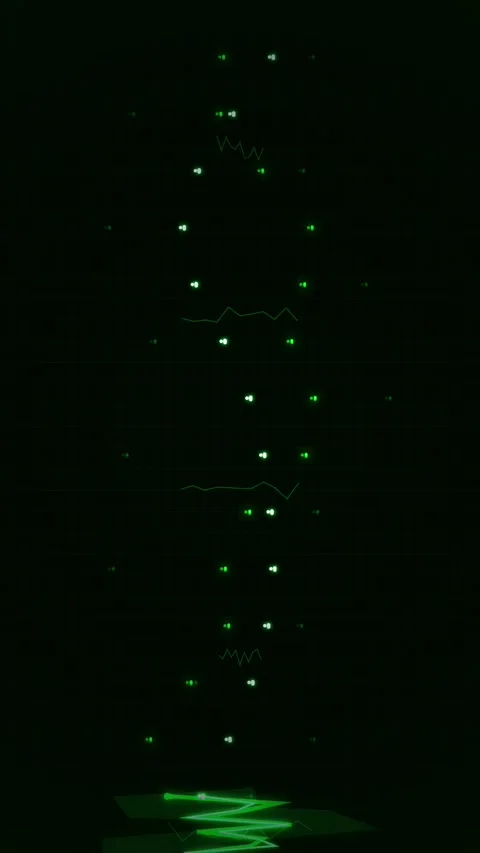 Neon green digital equalizer wave glowing on black screen background Stock-Footage 345494276