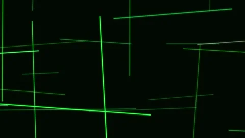 Neon green digital lines move in cinematic flow across a dark background Stock Footage 340908123