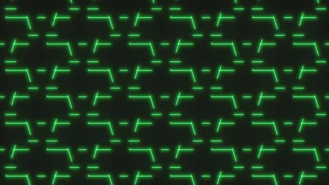 Neon green digital pattern background with glowing geometric lines, seamless Stock Footage 330087369