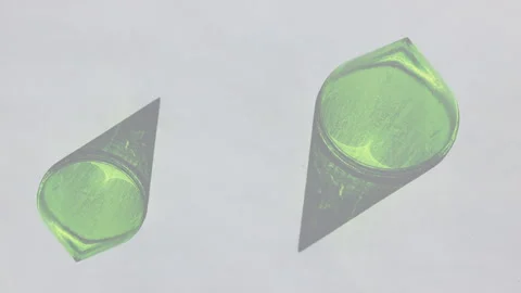 Neon Green Double Cones with Light Shadows Stock Footage 305067524