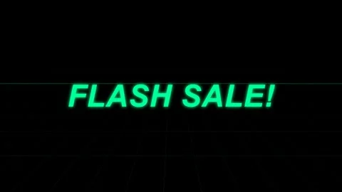 Neon green flash sale text flickering on black background Stock Footage 346506824