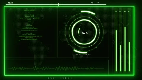 Neon green futuristic digital interface with data. Neon green futuristic im.. Stock Footage 337021976