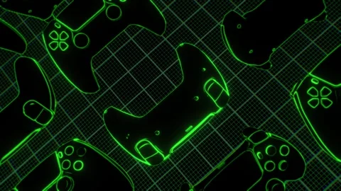 Neon Green Game Controllers Stock Footage 265271665