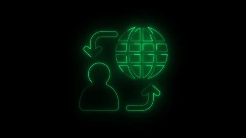 Neon green Global User Data Exchange Icon Animation. Digital human connecti.. Stock Footage 331835978