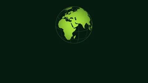 Neon Green Globe Rotation Loop Dark Background Copy Space Ecology Vídeos de archivo 342332046