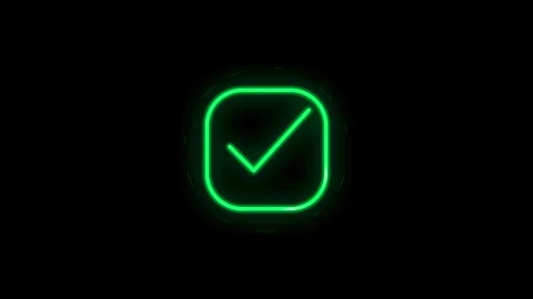 Neon green glowing check mark animation for success and task completion ui Stock Footage 337553935