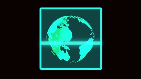 Neon green glowing earth globe in square frame highlighting planet and glob.. Stock Footage 321587503