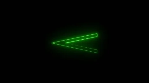 Neon green glowing less than symbol on black background Stock Footage 345550138