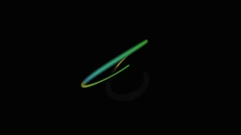 Neon green glowing light trail forming an abstract circular shape on black .. 스톡 동영상 343658802