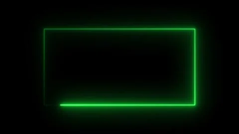 Neon green glowing rectangular frame border animation on black background, .. Vídeos de archivo 334039867