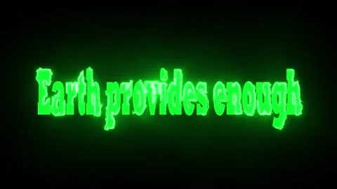Neon green glowing text earth provides enough isolated on black background Vídeos de archivo 336212839