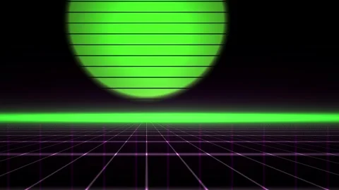 Neon Green Grid Background with Circle. Stock Footage 334192800