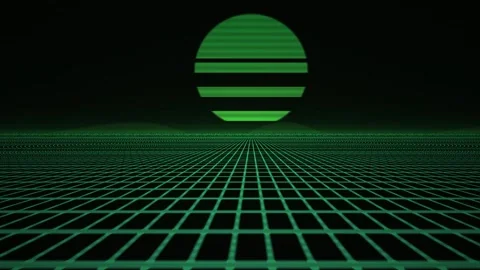 Neon green grid background with circle. Stock Footage 335534991