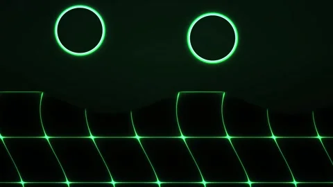 Neon green grid lines and circle on black background. Stock Footage 337515975