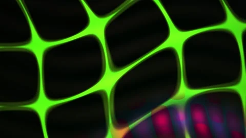 Neon green grid pattern on black background with colorful lights. Stock Footage 337482204