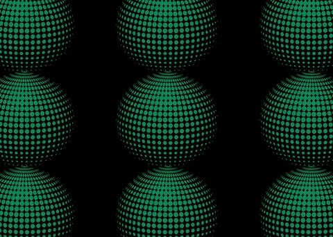 Neon Green Halftone Sphere Grid Rotating Animation Illustrazione stock