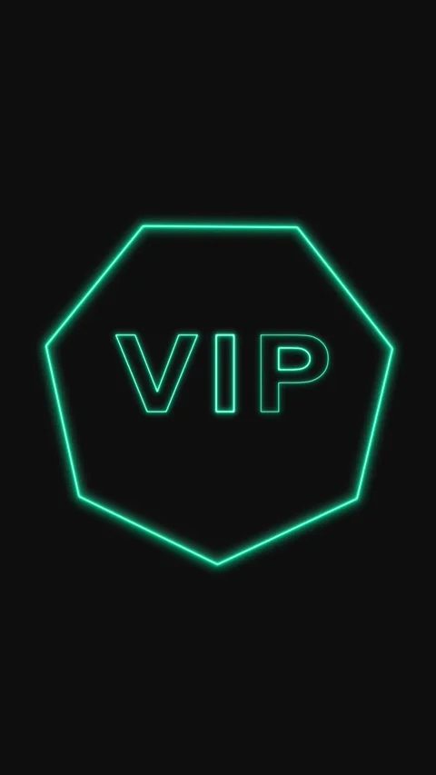 Neon Green Hexagon With Text VIP On vertical mobile video Black Background... Stock Footage 344732369