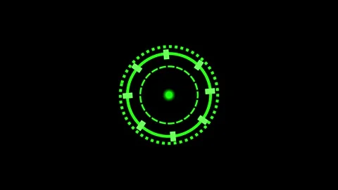 Neon Green HUD Radar Circle with Rotating Rings, Glowing Center Dot Animation. Stock Footage 341814400