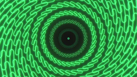 Neon green hypnotic spiral pattern with glowing abstract looping lines Stock Footage 334140620