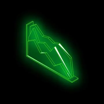 Neon green isometric graph showing growth on black background Stock Illustration
