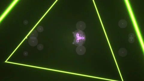 Neon green laser triangle shapes. Stock Footage 334192662