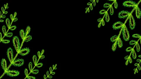 Neon Green Leaves Corner Border Animated Dark Background Stock Footage 322510748