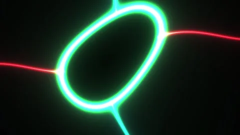 Neon green light circle with red laser beam intersection. Stock Footage 335534933