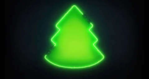 Neon green light tree shape in dark background revelation Stock Footage 117098777