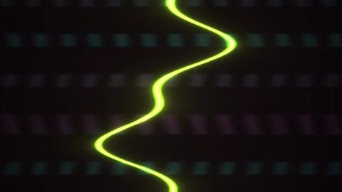 Neon green line on dark background with grid pattern. Stock Footage 336703837