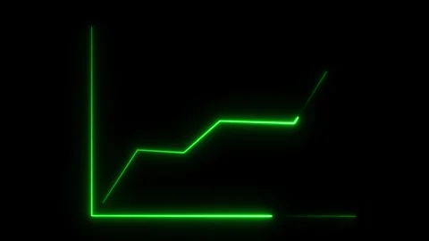 Neon green line graph animation on black. Neon green line graph data trend... Stock Footage 337133512