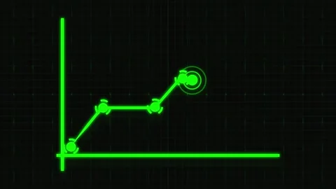 Neon Green Line Graph with Data Points and Target Circle on a Dark Grid Bac.. Stock Footage 331930903