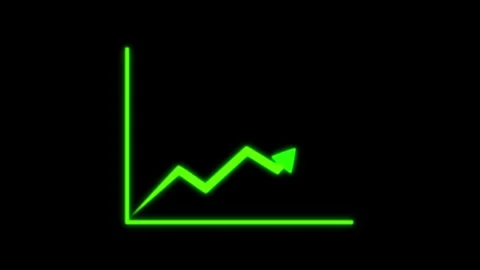 Neon green line graph showing upward trend on black. Line graph chart. Prof.. Stock Footage 337131130