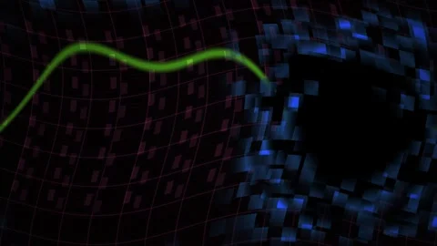 Neon Green Line Graphs on Dark Blue Pixel Background. Stock Footage 335964302