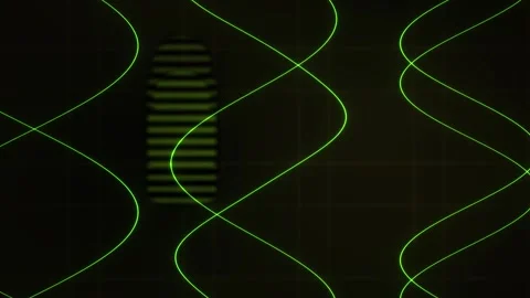 Neon green lines on black background with horizontal bars. Stock Footage 336248493