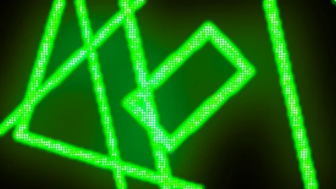 Neon green lines spinning inside endless tunnel. Long corridor, glowing rays. Stock Footage 127428867