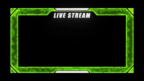 Neon green live stream overlay frame animation for gaming and online broadcasts Stock Footage 337118739