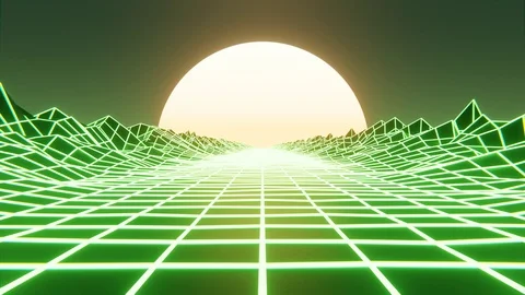 Neon Green Loop Cyberpunk Synthpop Glowing Futuristic Road Video stock 114182298
