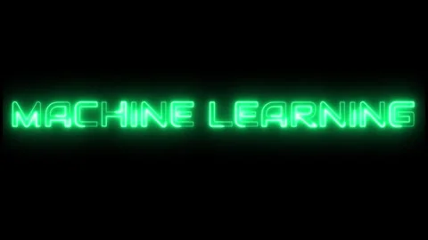 Neon Green Machine Learning Sign Stock Footage 310026930