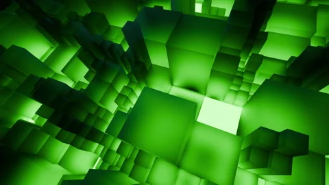 Neon Green Maze Structures With Volumetric Lighting To Emulate Futuristic Stock Footage 333795024
