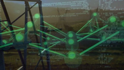 Neon-green network moving forward as frames advance, revealing nodes and dense Stock Footage 333287080