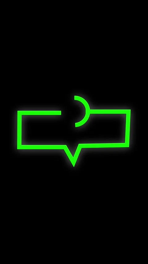 Neon Green Outline of a Speech Bubble with a Crescent Moon Shape Inside on .. Stock Footage 321721559