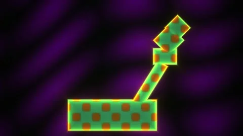 Neon green pixelated object on purple background. Vídeos de archivo 336248617