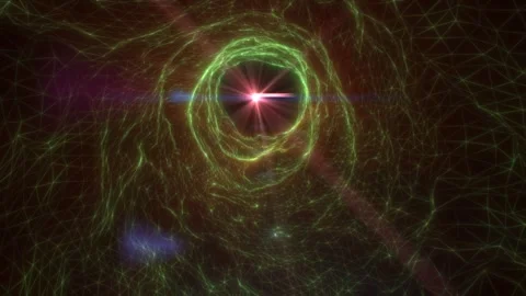 Neon green plasma vortex portal with bright core inside polygon mesh networ.. Stock Footage 330864161