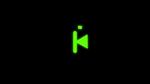 Neon Green Play Button Icon with a Curved Segment on a animation Black Back.. Stock Footage 321454932