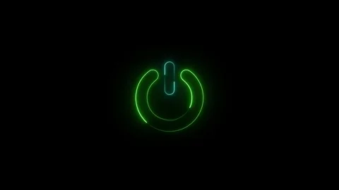 Neon Green Power Button Icon Glow Animation Loop | Digital On/Off Switch Te.. Stock Footage 322998157