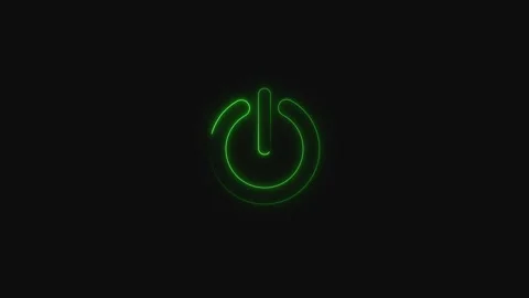 Neon green power button symbol glowing on black. Neon green power button sy.. Stock Footage 337021593