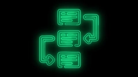 Neon green process flow chart loop motion Stock Footage 323345575